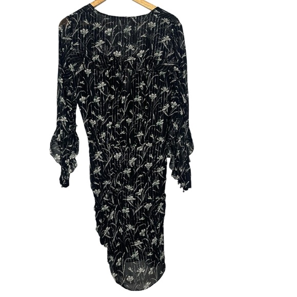 Veronica Beard Fitzgerald Side-Ruched Floral-Print Chiffon Mini Dress NEW Size 4 - Picture 10 of 14